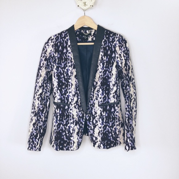 H&M Jackets & Blazers - H&M navy vegan leather trim pattern tuxedo blazer
